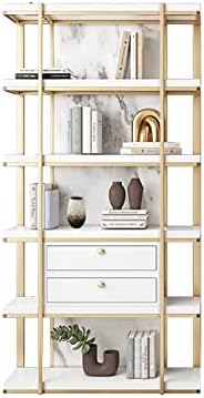 Storage Shelves Floor-to-Ceiling Bookshelf 5-Layer Display Rack Storage Rack Suitable for Living Room Study Office Decoration Bookshelf Office Organization,Gold-80 * 30 * 200 cm