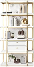 Storage Shelves Floor-to-Ceiling Bookshelf 5-Layer Display Rack Storage Rack Suitable for Living Room Study Office Decoration Bookshelf Office Organization,Gold-80 * 30 * 200 cm