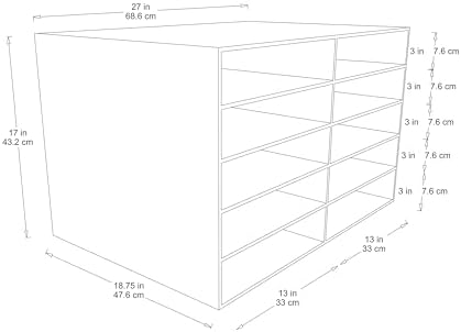 Classroom Keepers 12" x 18" Construction Paper Storage, 10-Slot, White, 17"H x 27"W x 19"D, 1 Unit