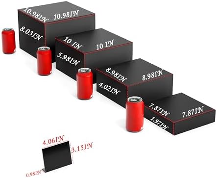 Metal Buffet Risers,4PCS OVERSIZED Food Risers for Buffet Table 8''X9''10''X11''Display Stand with Mini Acrylic Signs for Catering Dessert Collectibles Jewelry Figures Show Matte Black Cube Boxes Nesting Risers with Hollow Bottoms