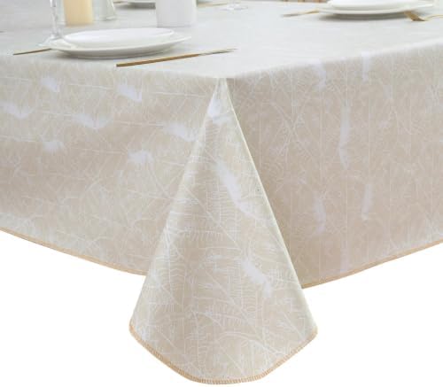 LIBERECOO Heavy Duty Vinyl Tablecloth with Flannel Backing Waterproof Oil-Proof Plastic Table Cloth Stain-Resistant Wipeable Rectangle or Square Table Cover for Indoor and Outdoor 60 x 84 Inch