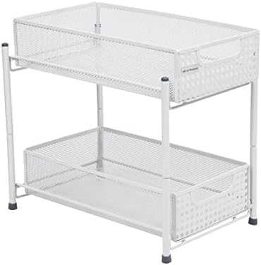 Mind Reader Accessory Organizer, Supply Storage, Desktop, Crafts, Office, Metal Mesh, 8"L x 12.5"W x 11.25"H, White