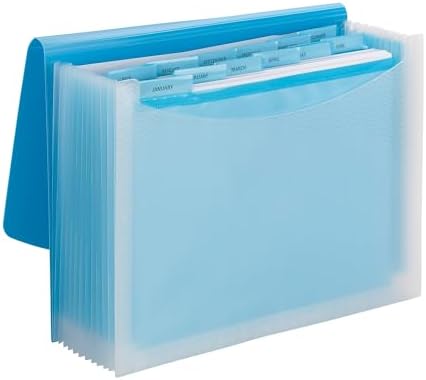 Smead Accordion File Organizer, Document Folder, 12 Divider, Teal/Clear