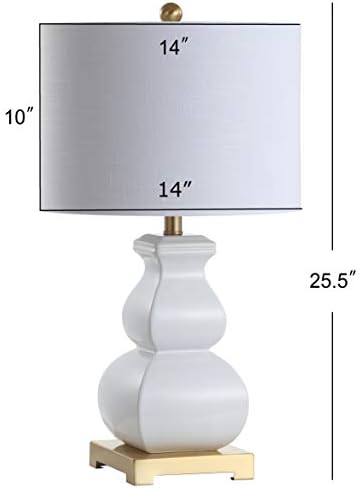 JONATHAN Y Vienna 25.5" Ceramic Metal Footed Vase Table Lamp, White/Gold
