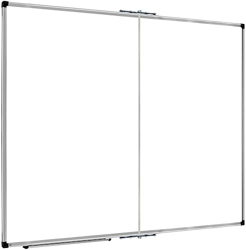 XBoard Magnetic Whiteboard 48 x 48 Inch, Foldable Dry Erase White Board with Aluminium Frame & Marker Tray 4' x 4', Wall Mounted Folding Message Presentation Board