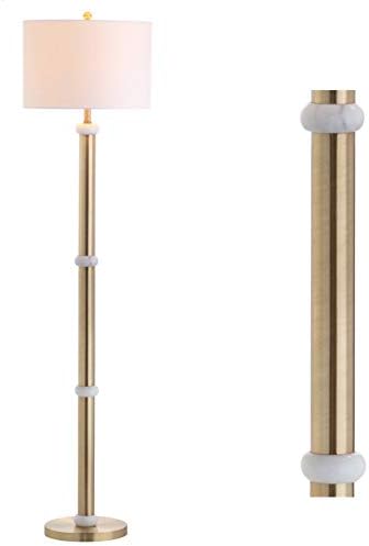 JONATHAN Y Gregory 60.5" Metal and Marble LED Floor Lamp, Brass Gold/White