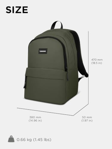 Lenovo 16-inch Commuter Backpack B10, Lightweight 30L Laptop Backpack, Water-Resistant Travel Bag with 6 Storage Compartments, Anti-Theft Pocket & Luggage Strap, Fits Up to 16" Laptop, Green