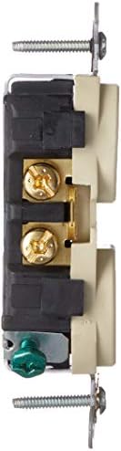 Leviton Straight Blade Single Receptacle, 250 Vac, 20 A, 2 Pole, 3 Wire, 5822-I, Ivory
