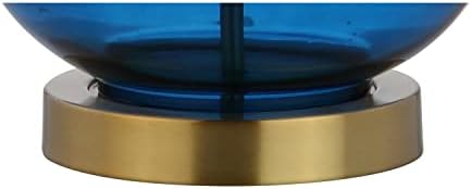 JONATHAN Y Lavelle 25" Glass Lamp, Cobalt Blue/Brass Gold, Set of 2