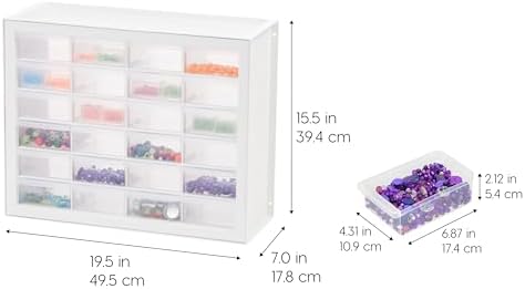 IRIS USA 24-Drawer Plastic Storage Cabinet, Teacher Toolbox, White