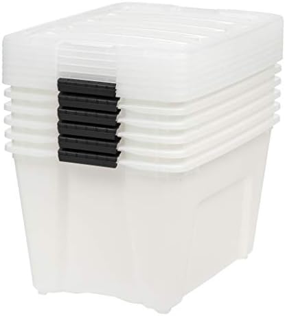 IRIS USA 6-Pack 54 Quart Storage Bins with Lids, Pearl