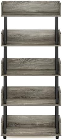 Furinno Turn-N-Tube 5-Tier Display Shelf, Open Frame, French Oak