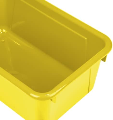 Storex Small Cubby Bins – Plastic Storage Containers for Classroom, 12.2 x 7.8 x 5.1 inches, Class Yellow, 5-Pack (62418A05C)
