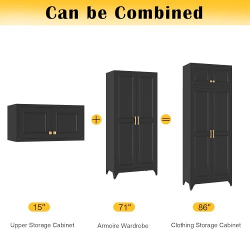 SteeLoong Metal Wardrobe Cabinet,Armoire Wardrobe Closet with Hanging Rod