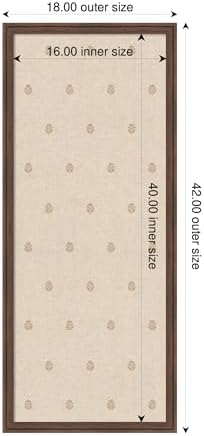Kate and Laurel Framed Fabric Pinboard 18 x 42, Beige Botanical Block Print Printed Linen Classic Bulletin Board for Use as a Vision Board or Wall Organization, Florence Medium Brown Frame