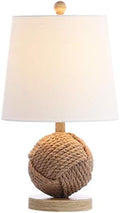 JONATHAN Y Monkey Fist 18" Rope Metal Ball LED Table Lamp, Natural