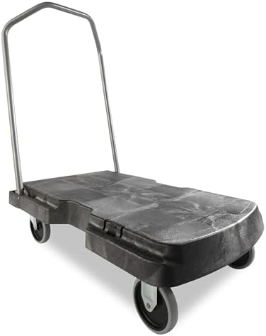 Rubbermaid Commercial Products Triple Trolley Folding Handle Dolly/Cart/Platform Truck with wheels, 500 lbs Capacity, for Moving/Warehouse/Office