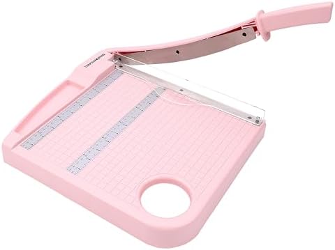 12" Paper Cutter, Precision Cut with Safety Protection and Blade Lock, 12 Sheet Capacity, Great for Cardstock, Cardboard, Photo, Vinyl, Crafts, Scrapbook (Pink)