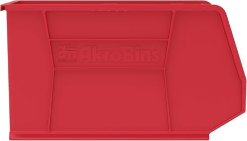 Akro-Mils 30260 AkroBins Plastic Storage Bins, 18"x11"x10", Red, 6-Pack