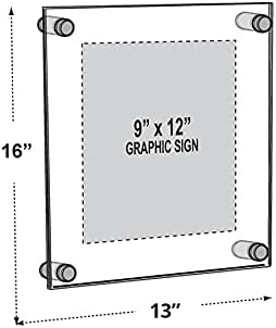 Azar Displays 105512-GLD Acrylic Floating Double Panel Wall Frame,9" x 12" Graphic Size, Overall Frame Size: 13" x 16", Gold