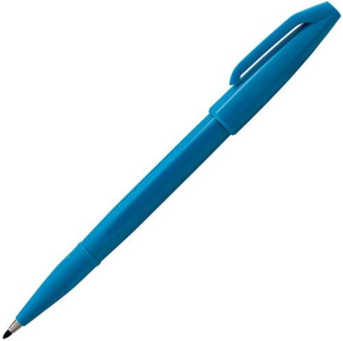 Pentel Arts Sign Pen Fiber-Tipped Pen, Sky Blue Ink, Box of 12 (S520-S)