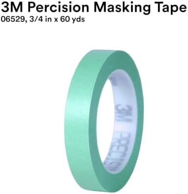 3M Precision Masking Tape, 06529, 3/4 in x 60 yds, 1 Roll, Green