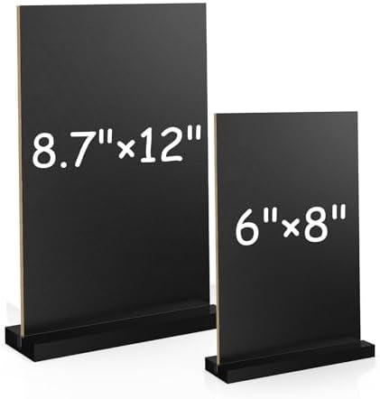 EHWINE Chalkboard Easel Sign Set, 8 Pack 8.7 x 12 Inch Double-Sided Wooden Boards with Acrylic Base, Chalk Markers Included, for Wedding, Restaurant, Tabletop Menu Display, Party and Event Decor