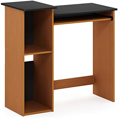 Furinno Econ 33-inch Wide Desk with 2-Tier Open Shelf, Light Cherry/Black