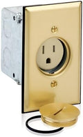 Leviton 1-Gang Single Receptacle Floor Box, Tamper-Resistant, Brass Finish, 15-Amp, 125V, 5249-TFB