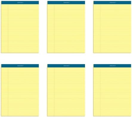 Tops Docket Lined Legal Pads, 8.5 x 11 Notepads, 50 Sheets, 6 Pack, Canary