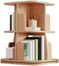 GAMAK Rotating Bookshelf Tower for Kids 360 Display 2-4 Tier Floor Standing Bookcase Revolving Bookcase Tower Small Corner Bookshelf for Small Space (Color : Wood, Size : Square_Two)