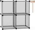 C&AHOME Plastic Cube Storage Organizer, 4-Cube Shelves Units, Grey