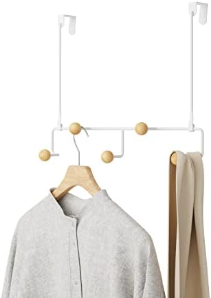 Umbra Estique Over the Door Organizer, 5-Hook Steel, Small, White/Natural