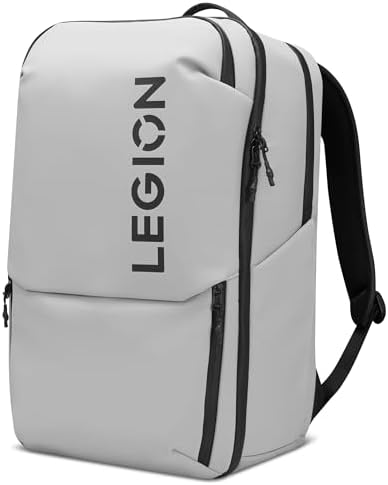 Lenovo Legion Gaming Laptop Backpack GB800, 21L Capacity, Fits 17-inch Laptops, Water Resistant, Three Main Compartments & 19 Specialiized Pockets, Light Grey