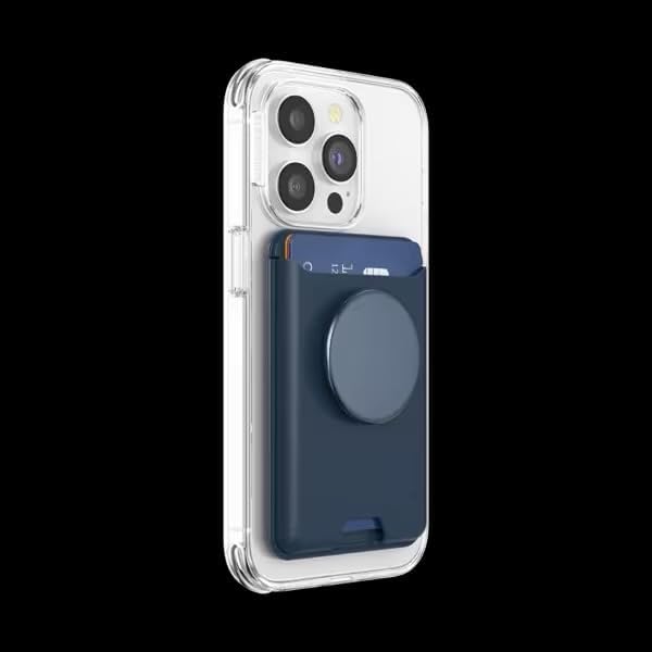 PopSockets Phone Wallet for MagSafe with Grip- Navy | PopWallet, Holds 3 Cards, Magnetic, Removable, Secure, Navy, Blue, Dark, Men, Boys