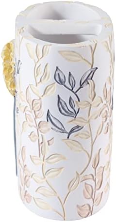 Avanti Linens - Toothbrush Holder, 100% Hand-Painted Resin Bathroom Accessories, Floral Home Decor (Marielle)