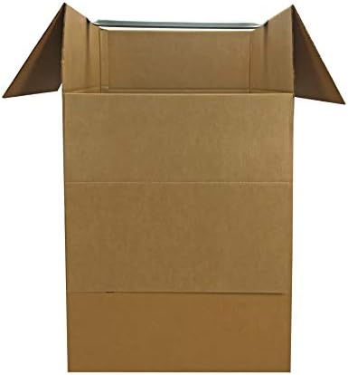 Amazon Basics Strong Cardboard Wardrobe Moving Boxes with Hanging Bar, Handles for Packing Clothes, 24" x 24" x 40", Brown, 6-Pack