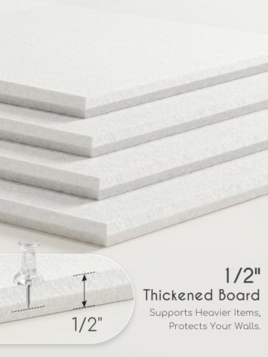 Thick Felt Pin Board Tiles 15 Pack, 11.8x11.8 Bulletin Board for Wall
