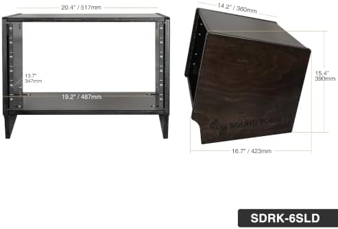 Sound Town DIY 6U Slanted Desktop Turret Studio Rack for Home Studio and Recording Room, Baltic Birch Plywood, Black Espresso (SDRK-6SLD)