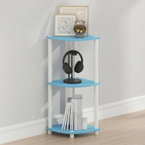 Furinno Turn-N-Tube Toolless Assembly 3-Tier Storage Shelves, Light Blue