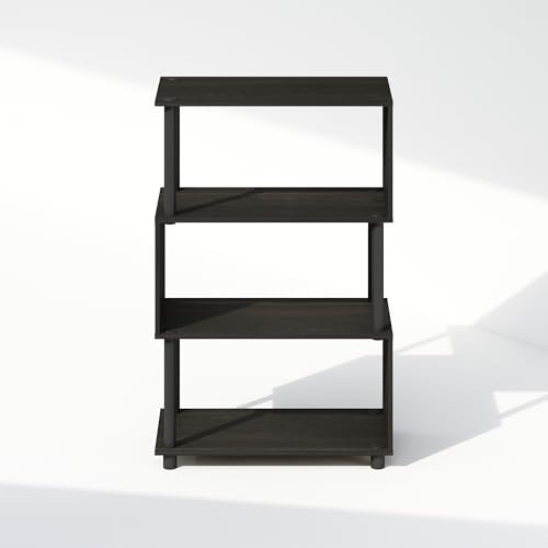 Furinno Reed 4-Tier Geometric Book Shelf with Open Shelf, Espresso