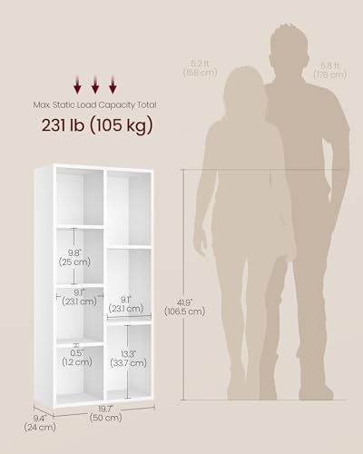 VASAGLE Bookshelf, 7 Cubes Storage Organizer, 19.7 x 9.4 x 41.7 Inches