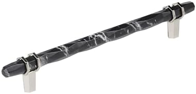 Amerock 8" Carrione Marble Black/Polished Nickel Drawer Pull