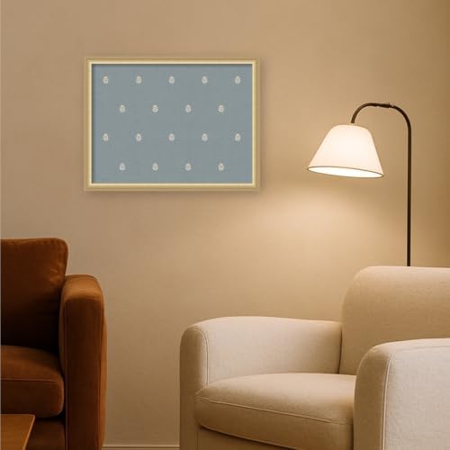 Kate and Laurel Framed Fabric Magnetic Board 26 x 20, Blue Botanical Block Print Printed Linen Casual Transitional Bulletin Board for Use as a Vision Board or Wall Organization, Florence Gold Frame