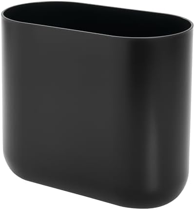 iDesign Small Slim Plastic Bathroom Trash Can, Black