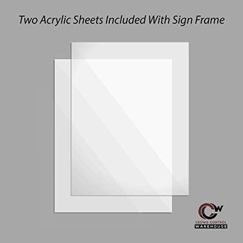 Crowd Control Warehouse Stanchion Sign Frame, 11x14-Inch, Polished Brass