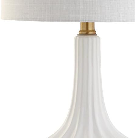 JONATHAN Y Parker Ribbed Ceramic Gourd Nightstand Table Lamp 21.5", White