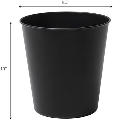 happimess Nolan 2 Gal Smooth Steel Wastebasket, Matte Black, Set of 2