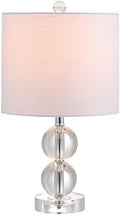 JONATHAN Y Brooklyn Table Lamp 17.5" Crystal Metal Double Sphere, Clear