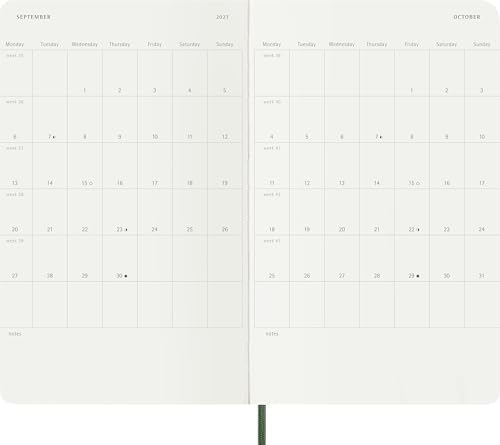 Moleskine 2027 12-Month Weekly Planner, Large, Myrtle Green, Softcover
